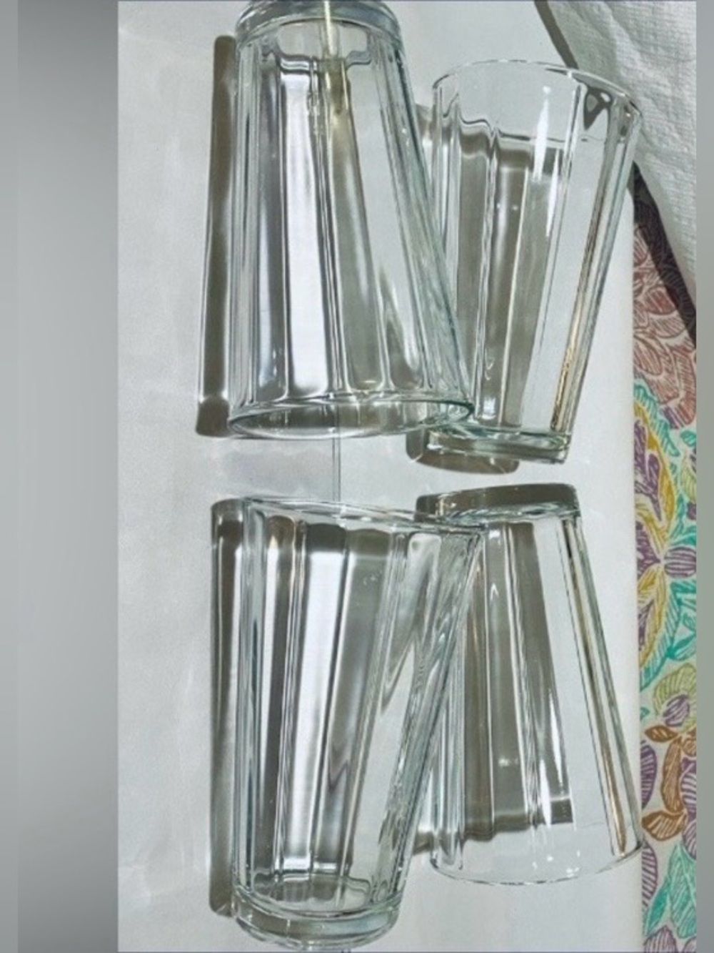 4 Vintage Libbey Abacus Glasses from early 2000s.EC. 16 oz. Optical Prism Effect